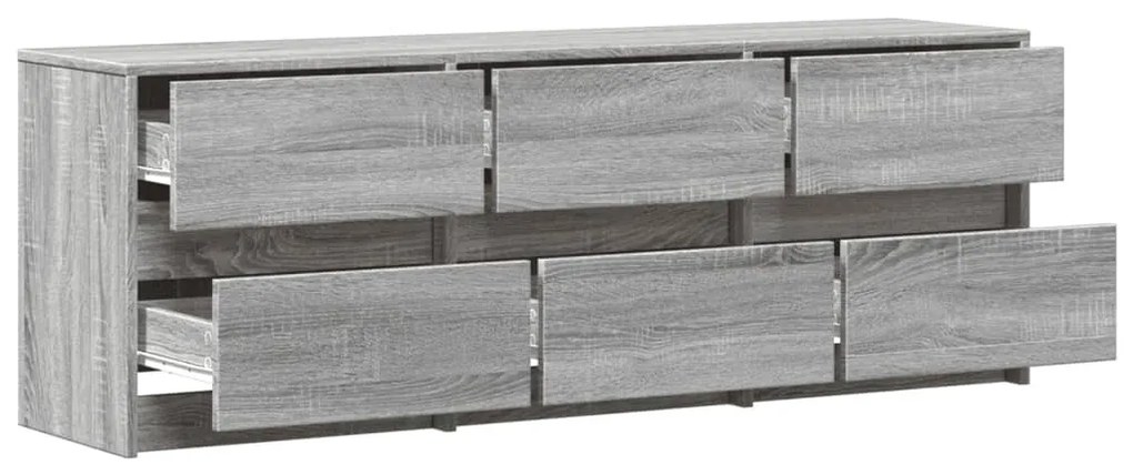 szürke sonoma színű szerelt fa LED-es TV-szekrény 140x34x50 cm
