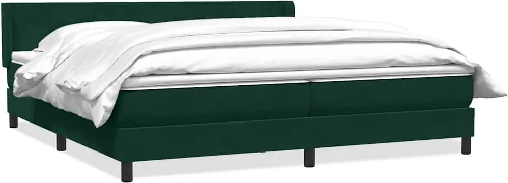 vidaXL sötétzöld bársony rugós ágy matraccal 180x220 cm