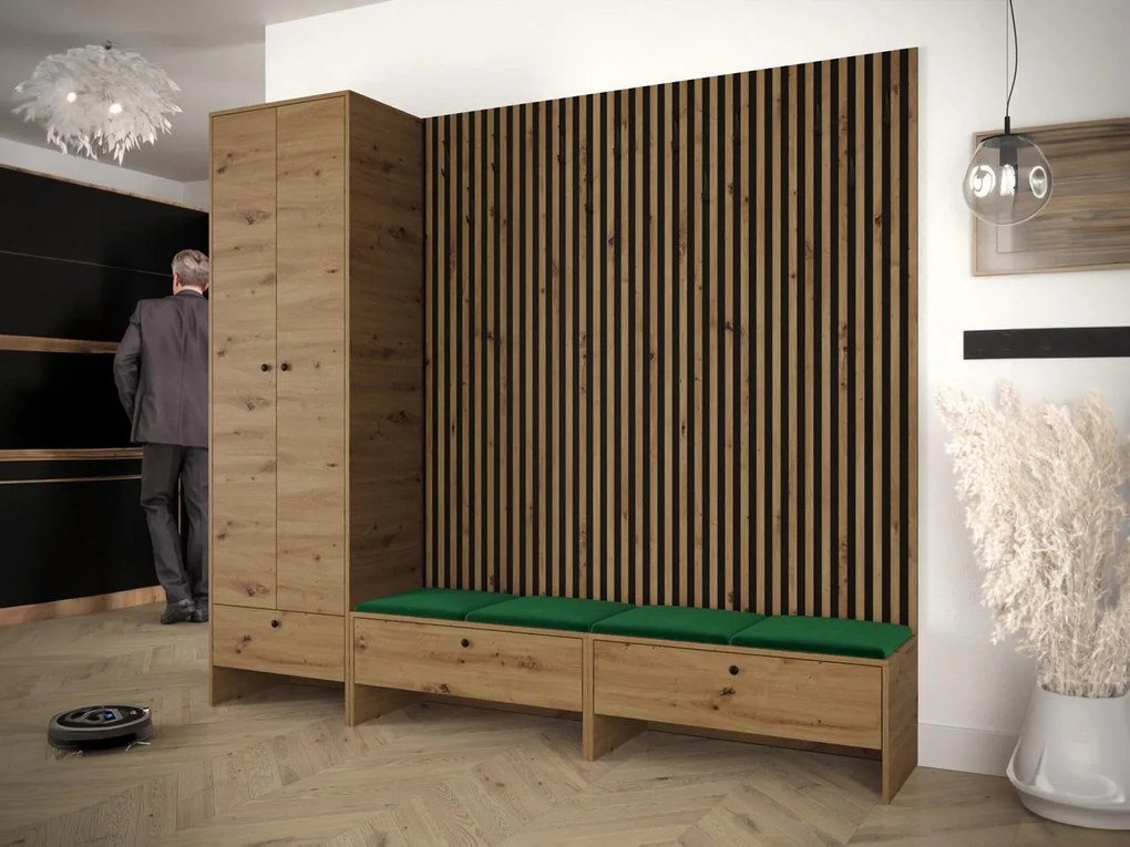Előszoba Esmaldos VI (artisan tölgy + fekete + zöld) . 1104727