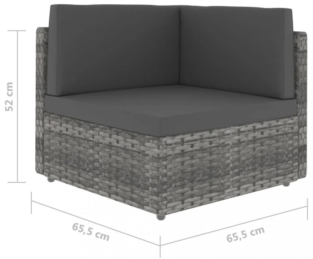 szürke polyrattan sarokkanapé-elem