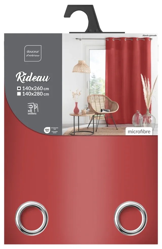 Piros mikroszálas függöny 140x260 cm Absolu – douceur d'intérieur
