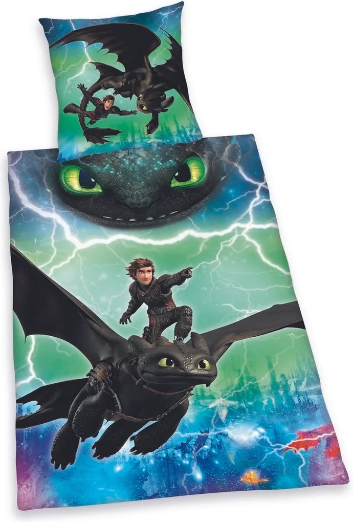 Herding Pamut ágynemű Dragons , 135 x 200 cm, 80 x 80 cm