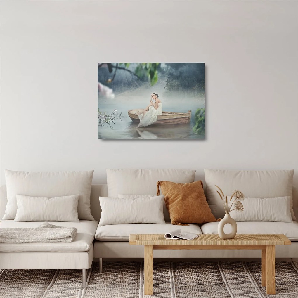 Kép - nő a hajón (üvegen) (70x50 cm)