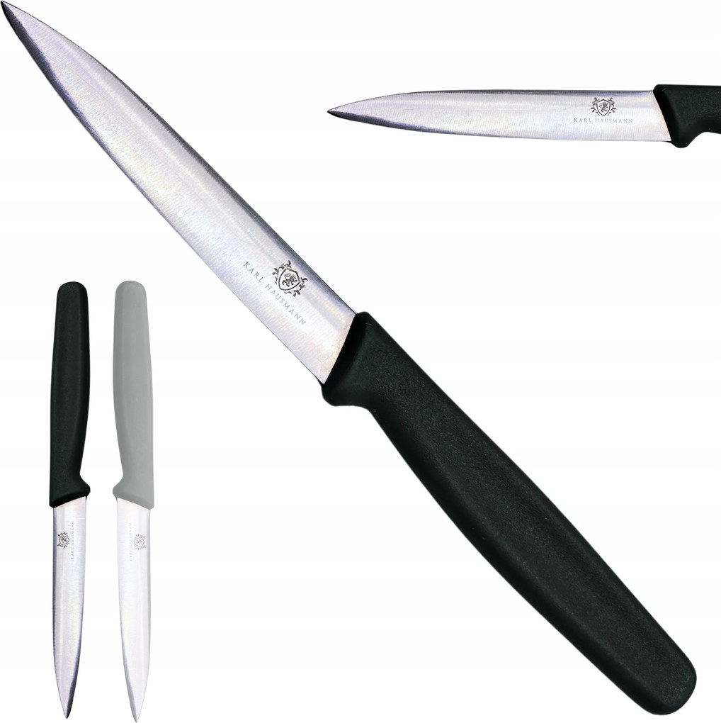 10 cm-es Fekete, Egyenes Konyhai Kés, Tálaláshoz És Szeleteléshez Karl Hausmann