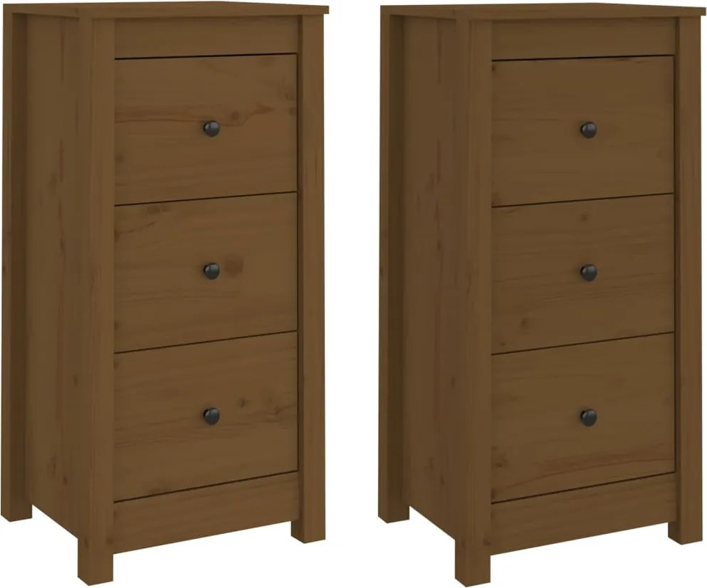 vidaXL 2 db mézbarna tömör fenyőfa tálalószekrény 40 x 35 x 80 cm