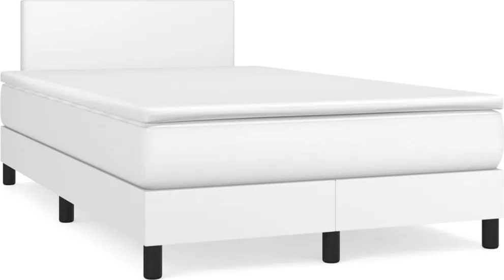 vidaXL fehér műbőr rugós ágy matraccal 120 x 200 cm
