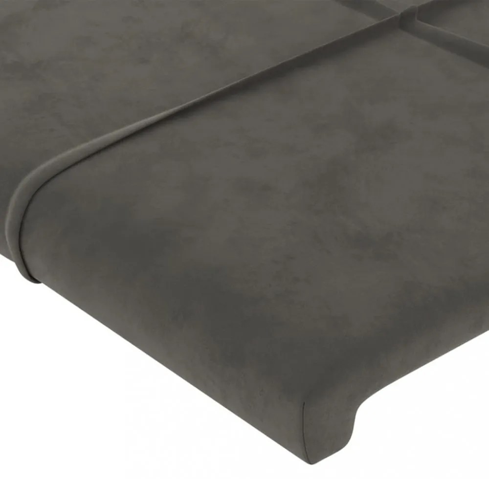 sötétszürke bársony LED-es fejtámla 200x5x78/88 cm