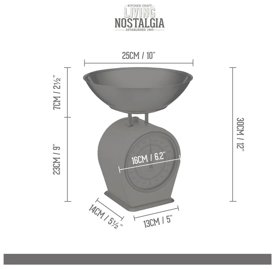 Living Nostalgia krémszínű konyhai mérleg, max. 4 kg - Kitchen Craft
