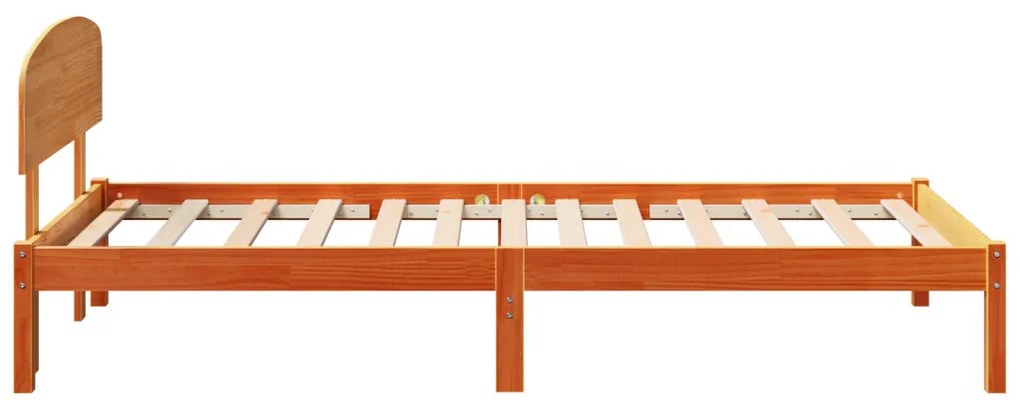 Ágykeret Fejvéggyel Viasz Barna 90x200 cm Tömörfa Fenyő