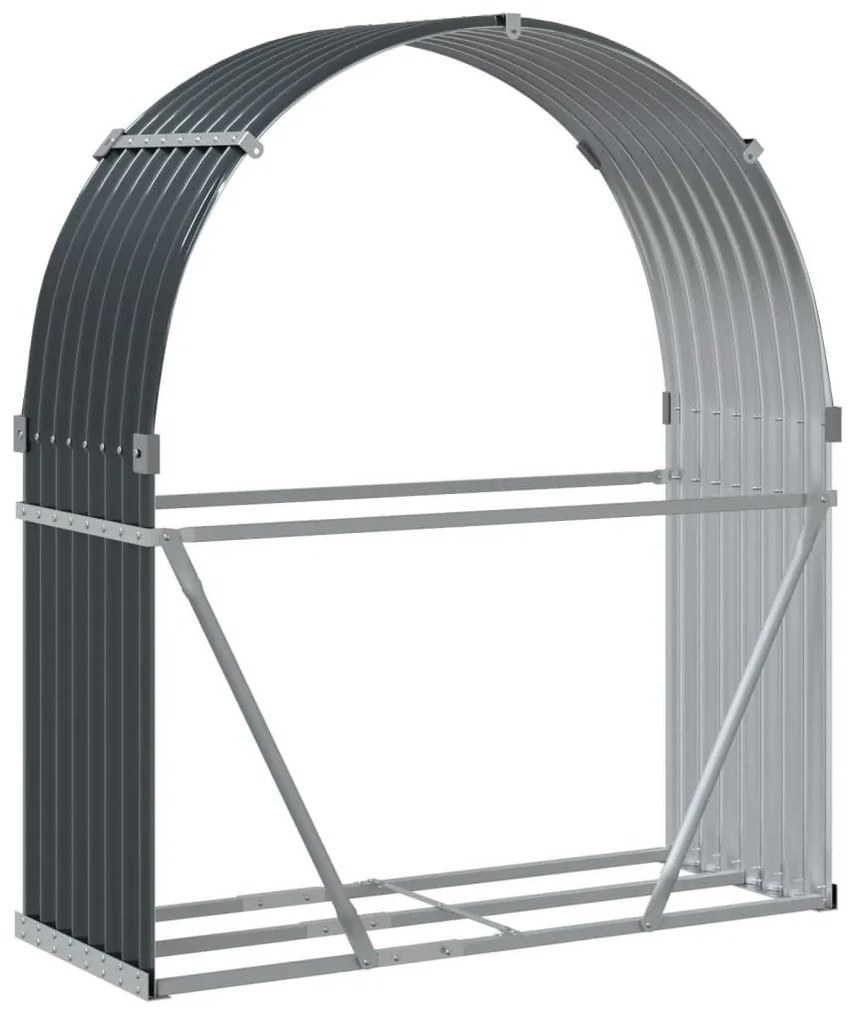 antracit színű horganyzott acél fatörzstartó 120 x 45 x 140 cm