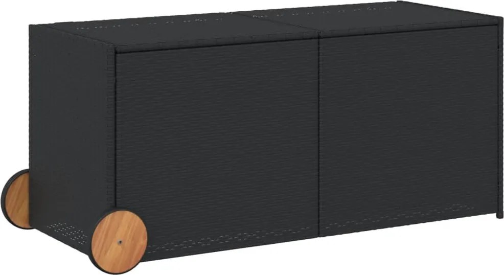 vidaXL fekete polyrattan kerti tárolóláda kerekekkel 283 L