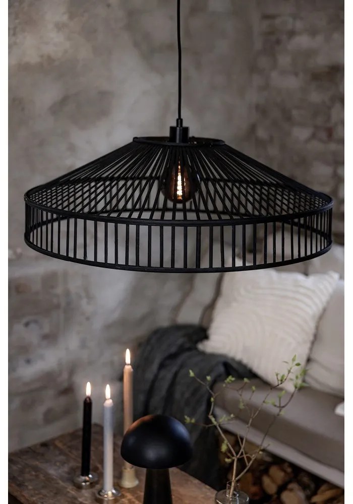 Fekete függőlámpa bambusz búrával ø 70 cm Tapa – Markslöjd