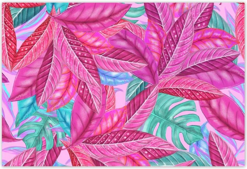 Poszterek 200x135 Rózsaszín fújt levelek