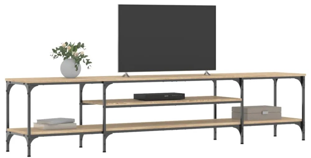 sonoma tölgy színű szerelt fa és vas TV-szekrény 201x35x45 cm