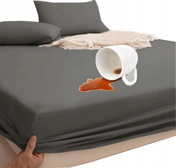 Vízálló gumis lepedő pamut 200x220 Vízhatlan grafit