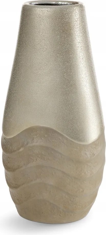 Dekorációs váza 18X10X36 bézs, hullámos mintával