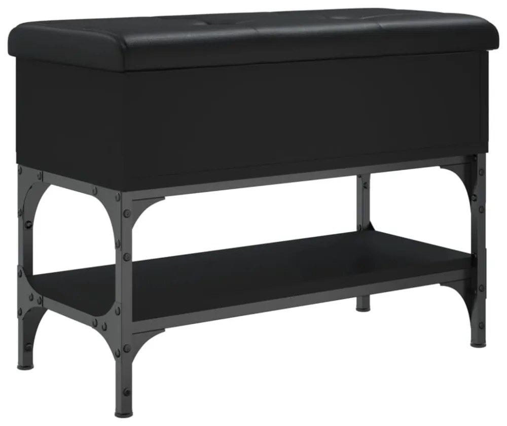 fekete szerelt fa cipőtároló pad 62 x 32 x 45 cm