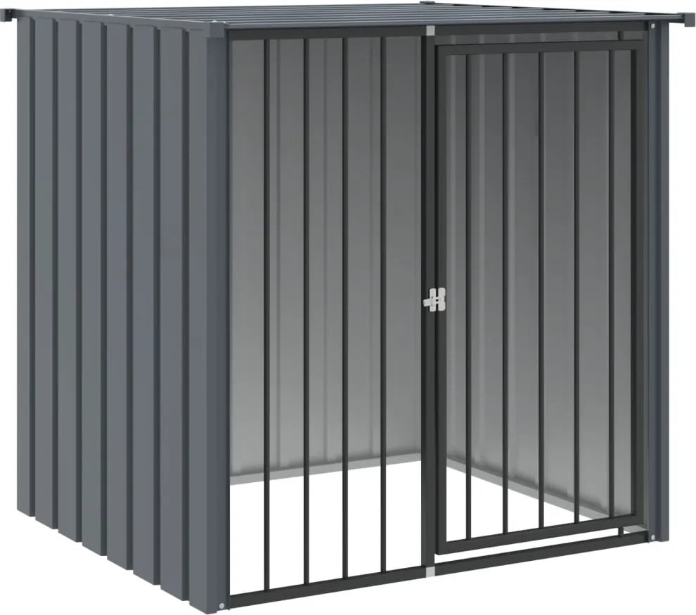 vidaXL fekete horganyzott acél kutyakennel tetővel 110x103x109 cm
