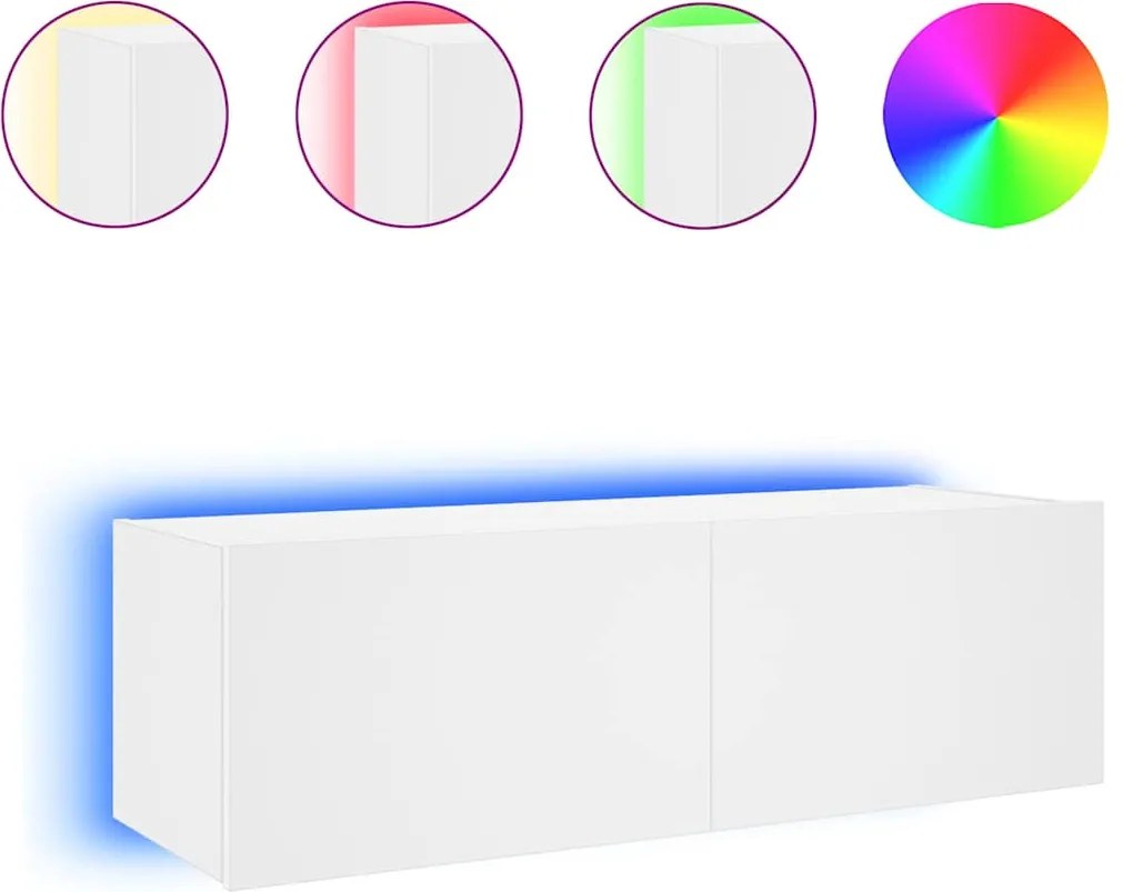 vidaXL fehér fali TV-szekrény LED-világítással 100 x 35 x 31 cm