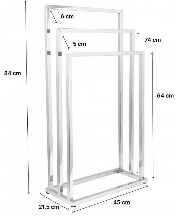 Erga Lonia, háromkaros törölközőtartó 41x22x85 cm, króm, ERG-YKA-P.LONIA3-CHR