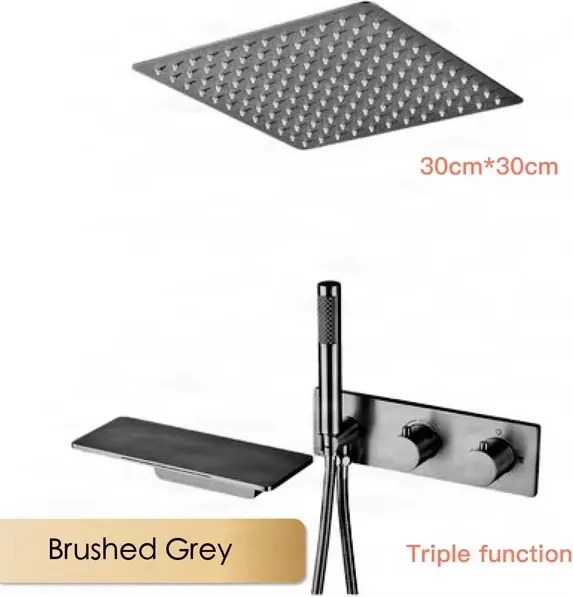Falba süllyesztett zuhanyrendszer ELITE EDITION BCS1499-1 LED-del, termosztáttal és vízesés funkcióval, több színváltozatban — Gunmetal szürke —…