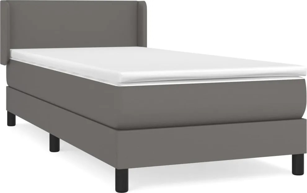 vidaXL szürke műbőr rugós ágy matraccal 80 x 200 cm