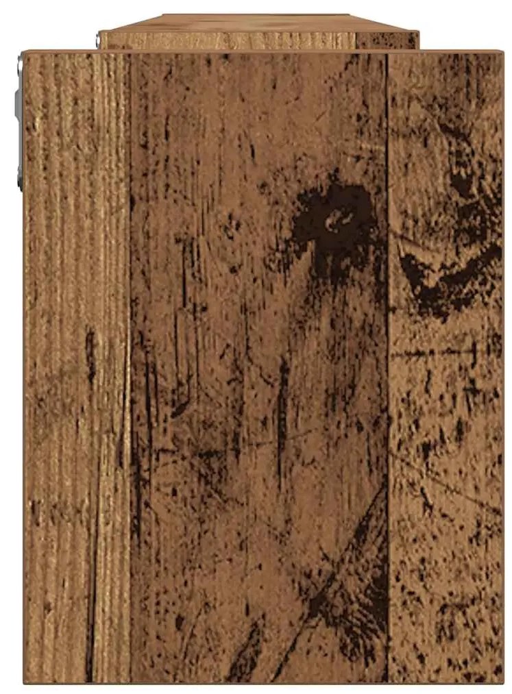 2 db antik fa színű szerelt fa fali polc 100 x 15 x 20 cm