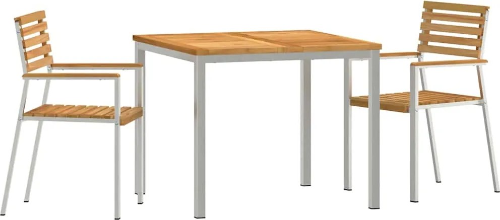 vidaXL Kert étkező szett 3 pcs Barna Tömör Teakfa