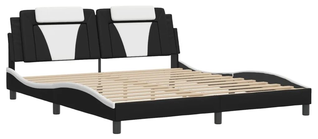 fekete és fehér ágykeret Viana LED-ekkel matrac nélkül 180 x 200 cm