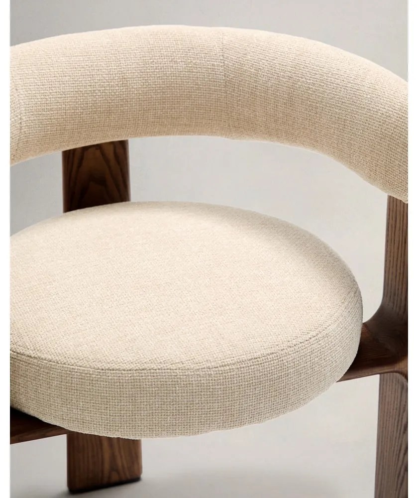 Barna-bézs kőrisfa karfás étkezőfotel Granite – Kave Home