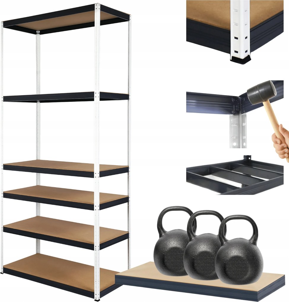 Helios fém tároló állvány 196x90x35cm 6Px350kg Erős Lengyel