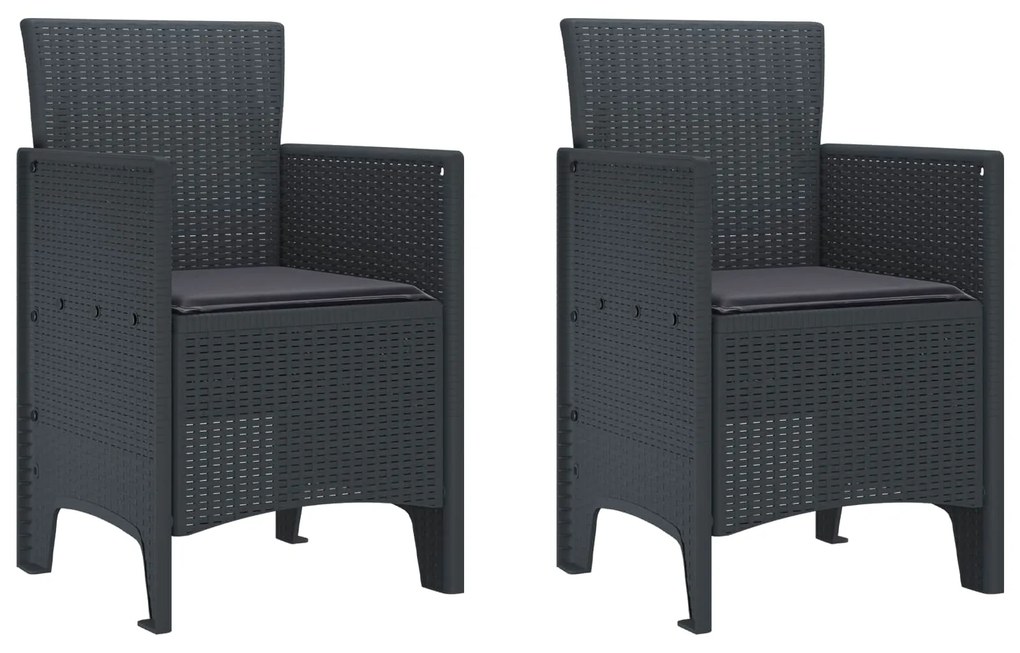vidaXL Kerti Szék párnával 2 pcs Antracit 53 x 49 x 85 cm Polipropilén
