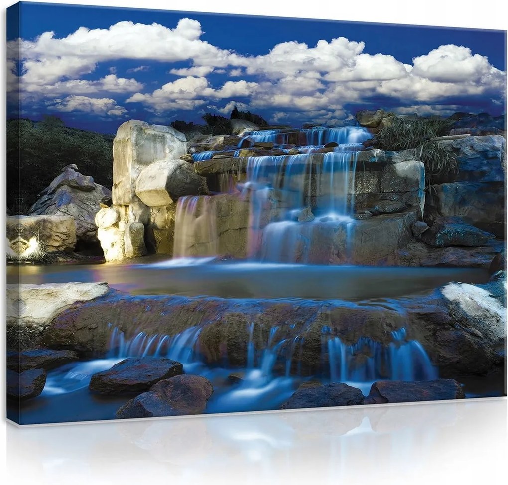 Vászonkép 100x75 Vízesés természet sziklák víz zuhatag nyugalom pihenés táj