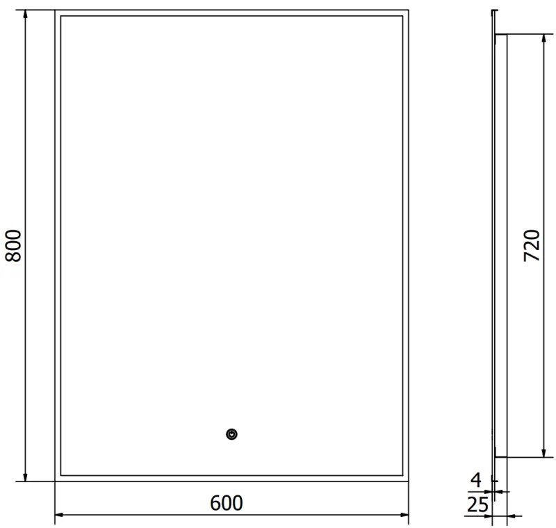 Mexen Erma, LED fürdoszobai tükör háttérvilágítással és fekete kerettel 60x80 cm, 6000K, páramentesíto, 9814-060-080-611-70