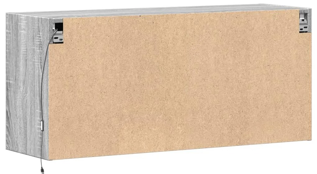 szürke sonoma színű fali TV-szekrény LED-del 100x31x45 cm