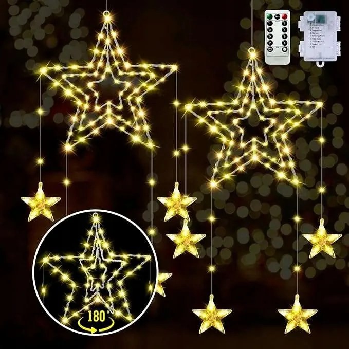 Karácsonyi csillag szett 2 db 3 az 1-ben beltéri világító kültéri