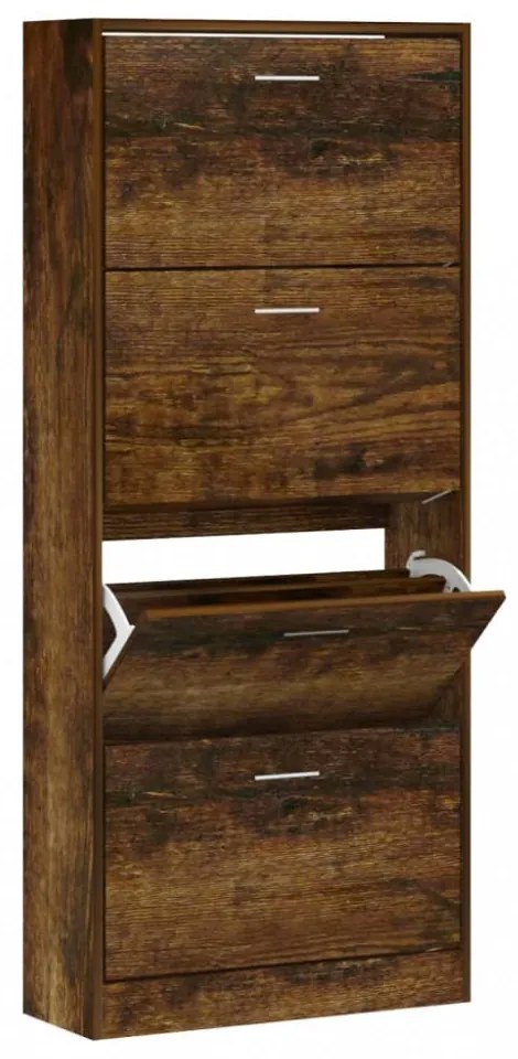 füstös tölgy színű szerelt fa cipősszekrény 63x24x147 cm