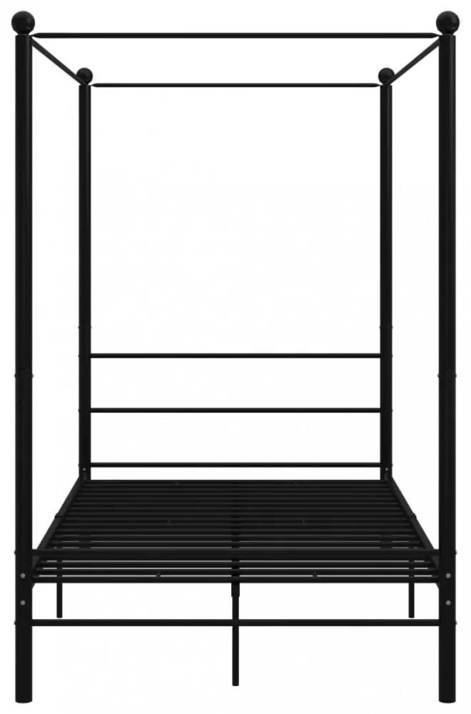 vidaXL fekete fém baldachinos ágykeret 120 x 200 cm