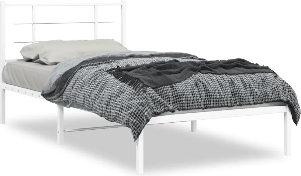 vidaXL fehér fém ágykeret fejtámlával 100x200 cm