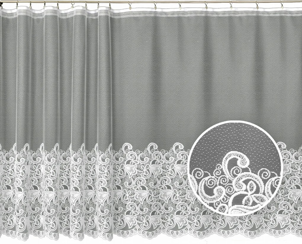 Mg Függöny jacquard Z041 Fehér 360x130 kész szalaggal