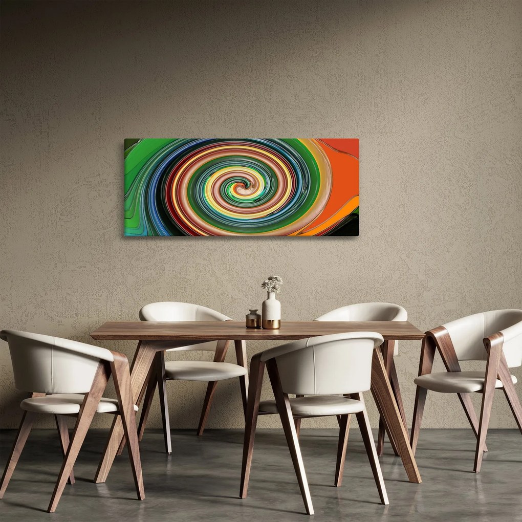 Absztrakt kép - színes spirál (120x50 cm)