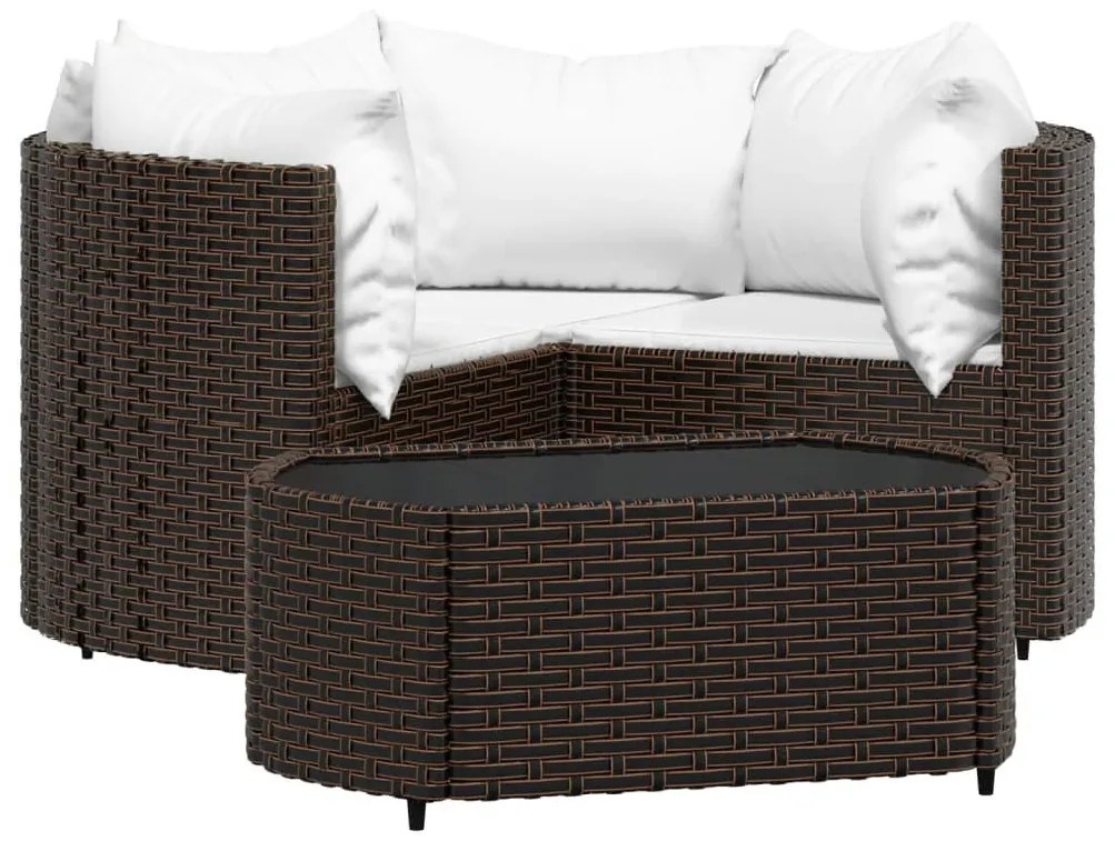 4 részes barna polyrattan kerti ülőgarnitúra párnákkal