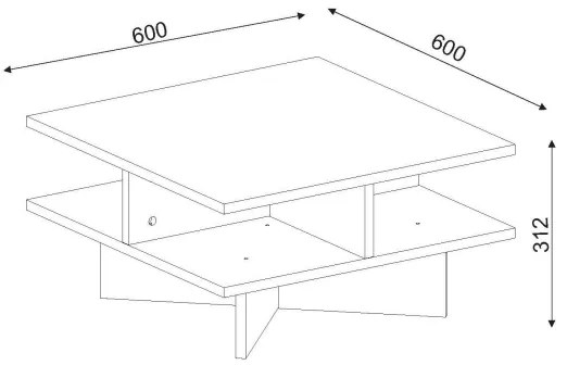 Kávésasztal HAMTON 31,2x60 cm barna/fehér