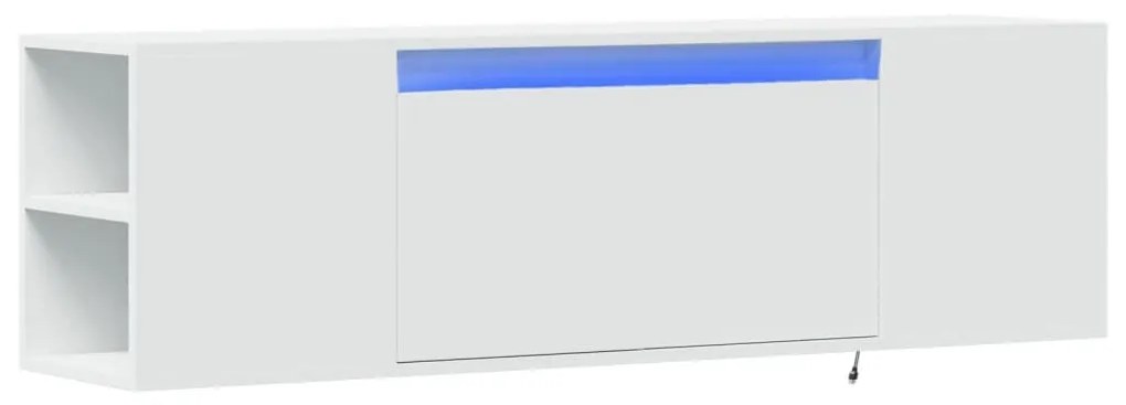 fehér falra szerelhető TV-szekrény LED-lámpákkal 135x31x39,5 cm
