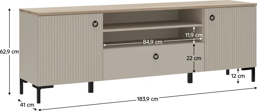 TV-állvány, szürkésbarna Taupe/silverjack tölgy, DOMCA 2D1S