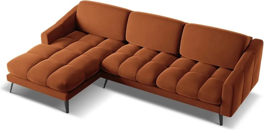 Narancssárga bársony sarokkanapé (bal oldali) Nalu – Makamii