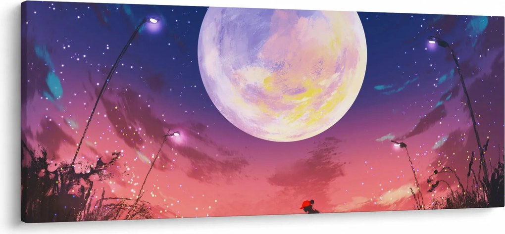 Kép - Nő és kutya teliholdkor (120x50 cm)