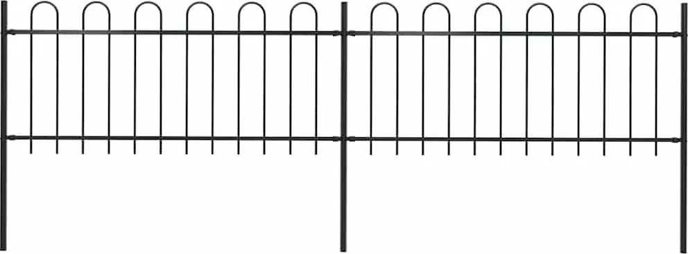 vidaXL fekete acélkerítés karikás tetejű 359 x 80 cm