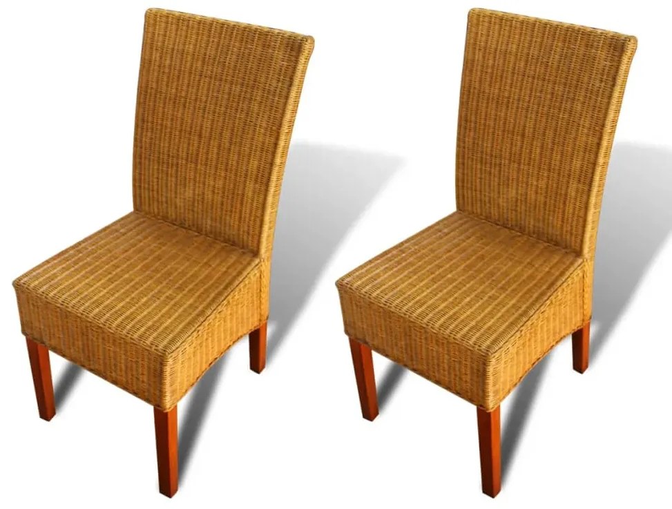 2 db barna természetes rattan étkezőszék