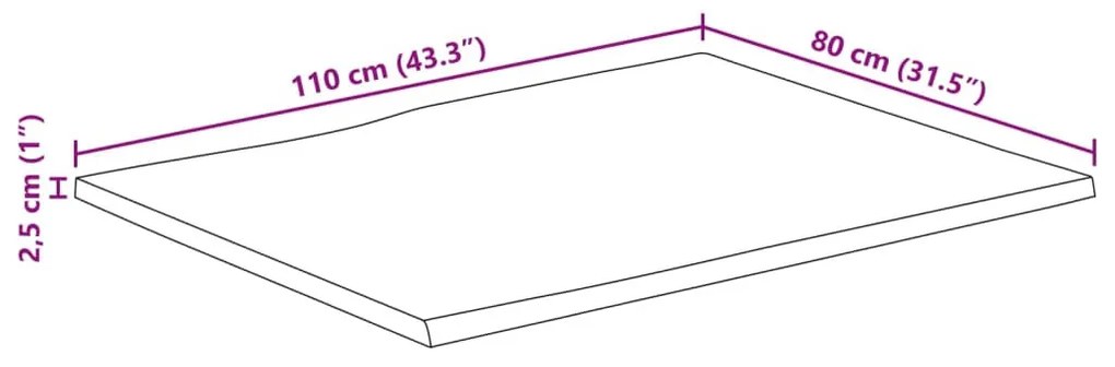 tömör nyers mangófa természetes élű asztallap 110 x 80 x 2,5 cm